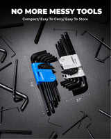 toolant Allen Wrenches Sets 26pcs(Metric&SAE), Long Arm Allen Wrench with Ball End, Metric Hex Key Set 1.27mm- 10mm, SAE Hex Key Set 3/64"- 3/8", Holder Design for Auto Maintenance and DIY Projects