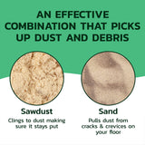 Gritty Green Sweeping Compound with Sand – Effective Dust Control on Cement & Unfinished Floors, Grit and Sand Breaks Up Loose Dust for an Even Deeper Clean, Oil Free, Made in USA (8.4 lbs)