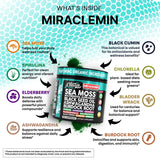 Clean Nutra Sea Moss Capsules with Ashwagandha, Black Seed Oil, Burdock Root, Bladderwrack, Moringa, Chlorella, Spirulina, Turmeric, Elderberry, Amla – 90 Vegan Capsules – MiracleMin