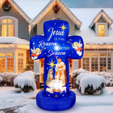 Civaner 6FT Christmas Inflatable Nativity Scene Decoration with Built in LED Lights, Jesus is The Reason for The Season Christmas Holy Nativity Decoration for Xmas Outdoor Yard Garden Lawn