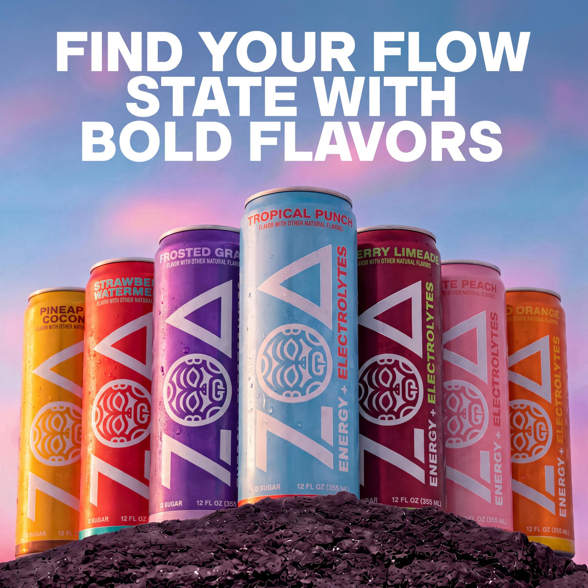 ZOA Zero Sugar Energy Drink, Variety Pack, 12 Pack, 12 Fl Oz