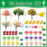 MTWENWENZY 114 Pcs Miniature Fairy Garden Accessories Kit Resin Elves Animal Figurines Decor Micro Landscape Ornaments for DIY Micro Dollhouse