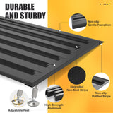 Nuvium Threshold Ramp for Doorways, Adjustable Height 2.6"-7.3" Aluminum Wheelchair Ramp with Heightening Screws and Swivel Angle Leg, 1100lbs Load Capacity, 30"Wide Curb Ramp for Trolley,Power Chairs
