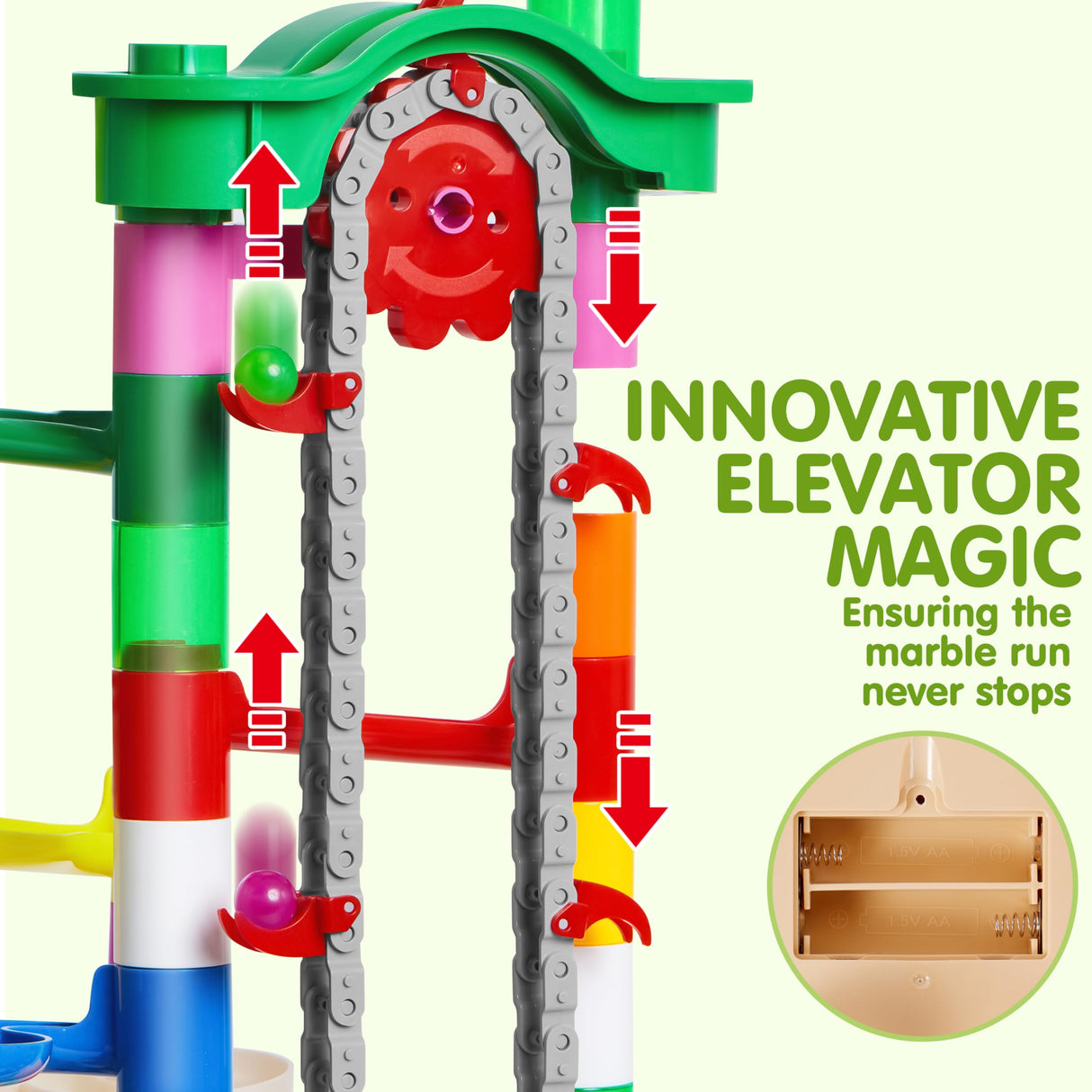 JOYIN 236Pcs Glowing Marble Run with Motorized Elevator- Construction Building Blocks Toys with 30 Glow in The Dark Plastic Marbles, STEM Toy for Boys and Girls Gift for Christmas