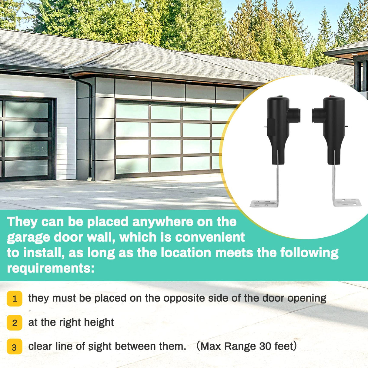 for Genie Garage Door Sensor, Replacement for Genie/Overhead Garage Door Sensor, Compatible with Genie/Overhead Garage Door Opener Made After 1993, Item Includes Two Sensors (Receiving&Sending)