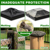 Azdele 4x4 Heavy Duty Aluminum Pyramid Post Caps Cover for 4x4 Nominal Wood Post(True 3.5" x 3.5"), with Matte Finish Powder Coated Surface, for Fence Wood Post of Decks or Corridors Black 4 Pack