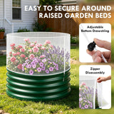2 Pcs Garden Netting for Raised Beds for 2 FT Dia x 1 FT H Round Raised Beds Fine Mesh Plant Protection Covers with Drawstring & Zipper for Vegetables Herbs Flowers Seedlings