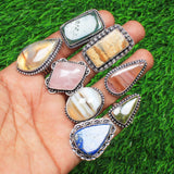 Silver Carats Women's Chunky Silver Rings - 5 Pcs Fashion Ring Set, Silver Plated, Handmade Gemstone - Stackable Gothic Vintage Pack