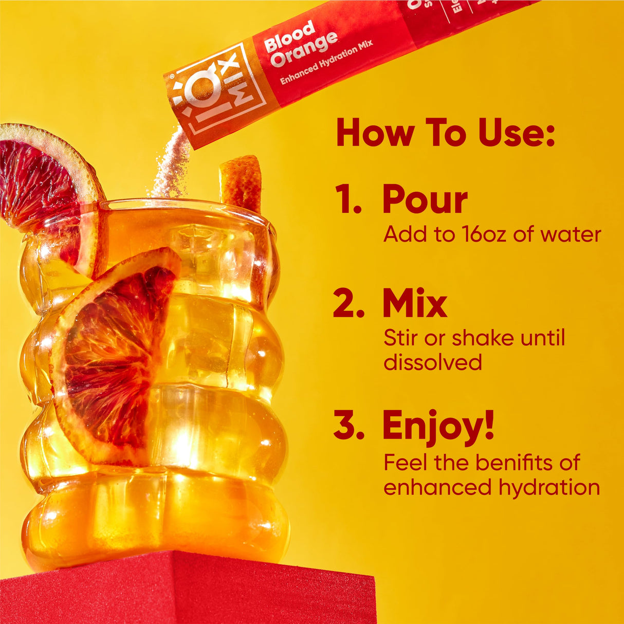 IQMIX Hydration Electrolyte Powder – 4-in-1 Formula for Hydration, Mental Clarity, Mood and Recovery – Sugar-Free Drink Mix, Keto, Magnesium L-Threonate, Lion’s Mane – 20 Count Blood Orange