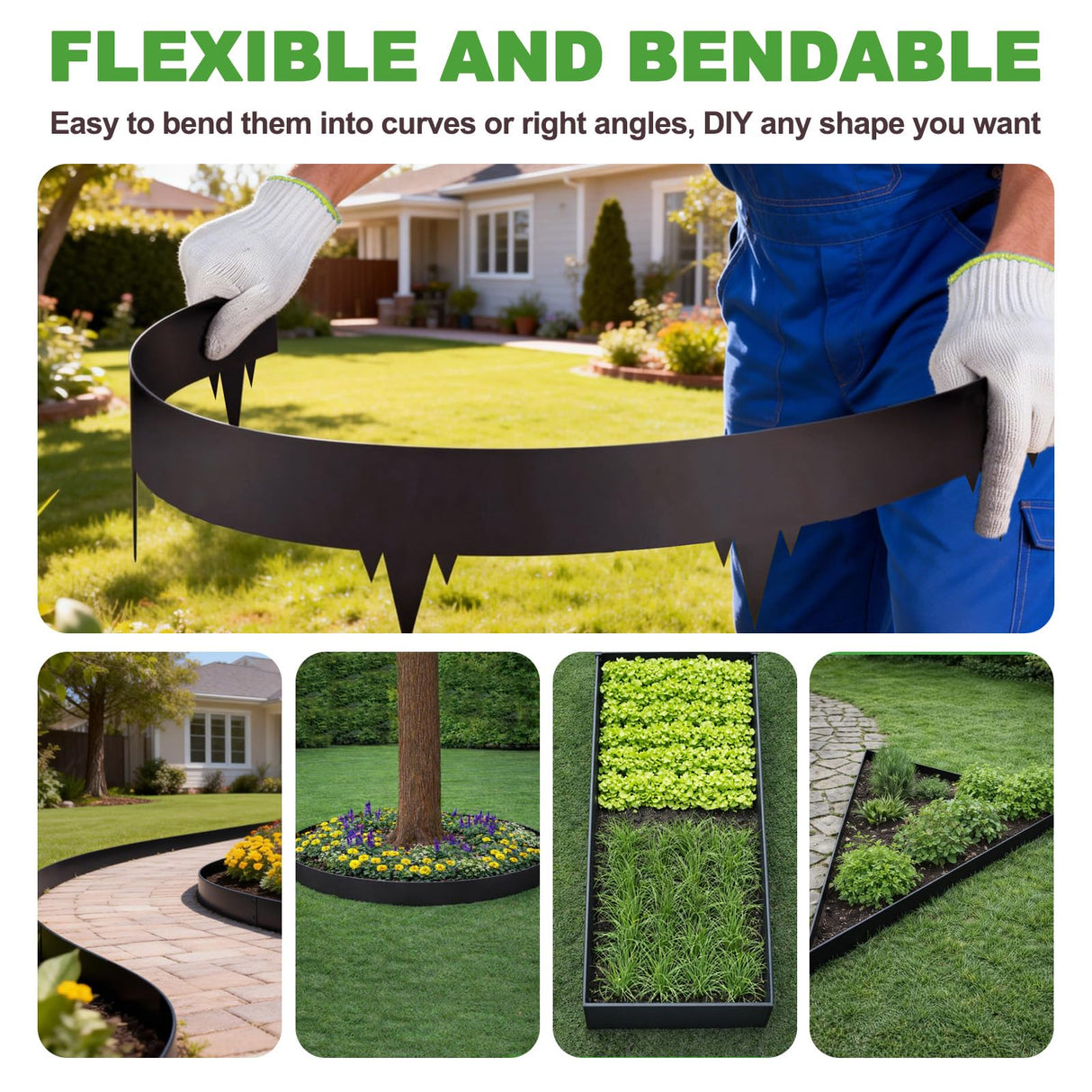 6-Pack Metal Landscape Edging (20ft Total), 40" x 6.5" Steel Garden Edging Border w/ 6 Stakes, Rustproof Hammer-in Edging for Landscaping, Lawn, Yard, Tree Rings, Flower Beds