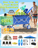 Holacamking 59"L Beach Wagon with 9×4" Big Sand Wheels, Expandable Tailgate
