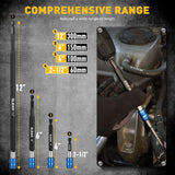 4-Piece 2", 4", 6", 12" Drill Bit Extension Set, Magnetic Screwdriver Bit Holder Extender with Aluminum Sleeve, 1/4 Inch Hex Shank Quick Release Extension Adapter, Durable CR-V Steel