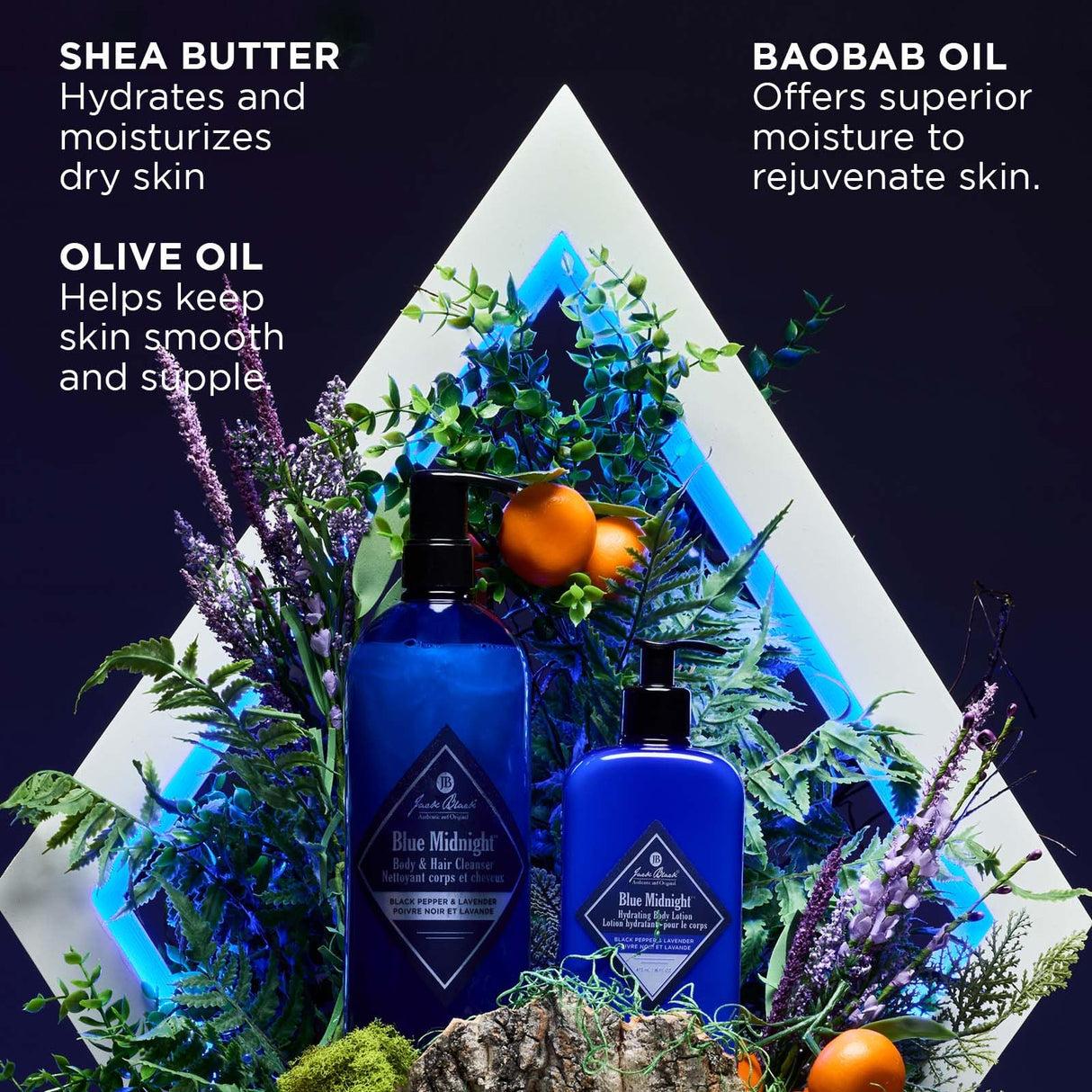 Jack Black Blue Midnight Hair & Body Cleanser, 33 Fl Oz – Black Pepper & Lavender - Men’s Body Wash, Shampoo Wash, Dual-Purpose Men’s Cleanser, Wash Away Dirt & Sweat