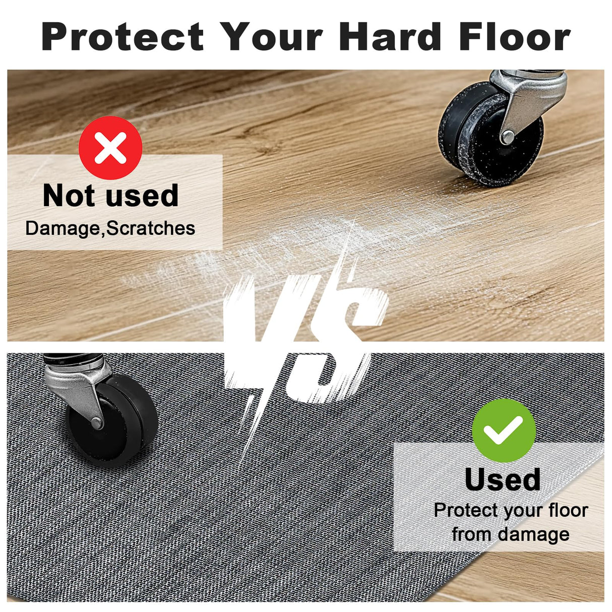 AiBOB Office Chair Mat for Hardwood Floor & Tile Floor, 36" x 48"Heavy Duty Computer&Desk Chair Mat for Rolling Chairs, Hard Floor Protector for Home Office