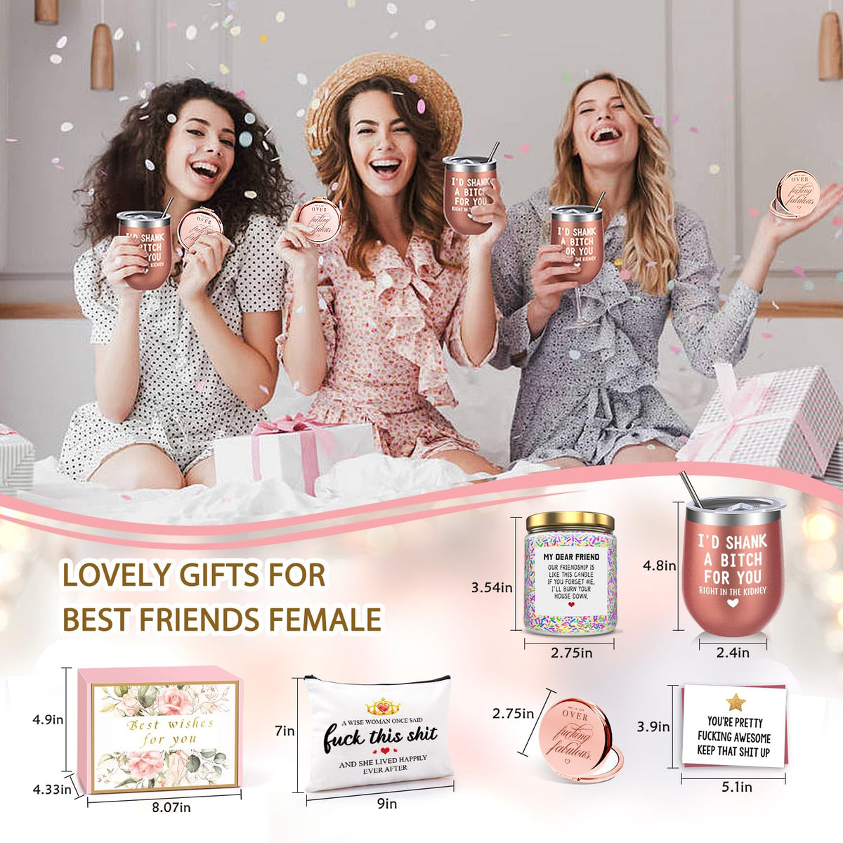 Birthday Gifts for Women Best Friends, Friendship Gifts for Women BFF Female Friends Sister Gift from Sister Lavender Scented Candles Christmas Basket