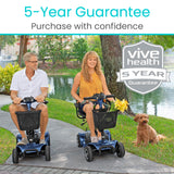 Vive 4 Wheel Mobility Scooter - Electric Powered Wheelchair Device - Compact Heavy Duty Mobile for Travel, Adults, Elderly - Long Range Power Extended Battery with Charger & Basket (FSA/HSA Eligible)