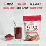 Country Farms Super Greens Berry Flavor, 50 Organic Super Foods, USDA Organic Drink Mix (Wheat Grass, Spirulina, Chlorella) Mushrooms & Probiotics, with Fiber, Gut Health, Natural Energy, 30 Servings