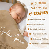 WNNNS Personalized Baby Blanket 100% Cotton Embroidered Name Knit Blanket Custom Baby Blanket for Boys Girls Customized Baby Gift for Christmas Baby Shower for Newborn Toddler Stroller Blanket