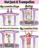 LANGXUN 60" Trampoline for Kids, 5ft Toddler Mini 6-in-1 Trampoline Indoor Outdoor with Swing, Basketball Hoop, Dart Board, Rings, Christmas Toys Birthday Gifts for Girls Boys