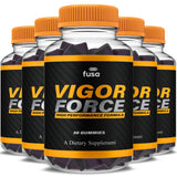 (5 Pack) Vigor Force Max Performance Gummies, VigorForce Maximum Strength Shilajit Sea Moss Fenugreek Gummies Overall Energy Vitality Support, Vigor Forc Gomitas (5 Month Supply)