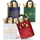 STYPOP 32 Pack 10" Christmas Gift Bags Medium Size with Tissue Paper, Reusable Non-Woven Christmas Tote Bags with Handles, Perfect for Holiday Gift Wrap/Party Favor Supplies, 10.2" × 8.3" × 4"