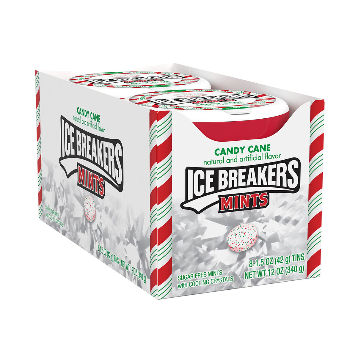 ICE BREAKERS Candy Cane, Christmas Stocking Stuffer Sugar Free Breath Mints Tins, 1.5 oz (8 Count)