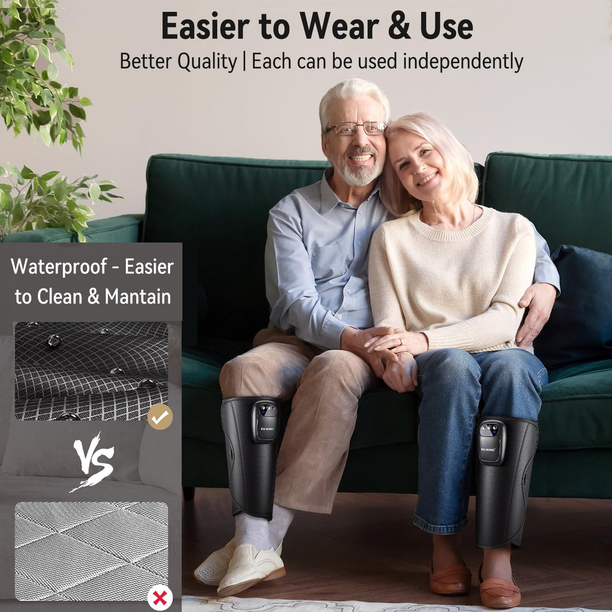 FIT KING Upgraded Cordless Calf Massager for Circulation, Rechargeable Leg Massager for Pain Relief, Relax & Fast Recovery, 3 Modes Intensities,Gift for Mom Dad, Athlete - FSA HSA Eligible