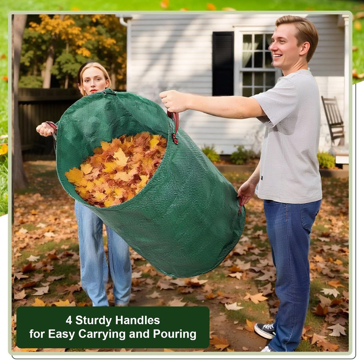 Dntorx 72 Gallons Leaf Bags Lawn Bags, 3 Packs Reusable Yard Waste Bags With Reinforced Handles, Collapsible Garden bag For Leaves,Grass,Storm Debris,Construction Waste, Standable&Foldable