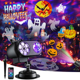 2025 Upgraded Brighter Halloween Decorations Projector Lights for Home, Display 8 Patterns at A Time (Ocean Wave & Patterns), 8 Themes Holiday Projector Christmas’ Day House Decoration Light Show