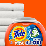 Tide PODS Liquid Laundry Detergent Soap Pacs, 4-n-1 Ultra Oxi, HE Compatible, Built in Pre-treater for Stains, 57 Count
