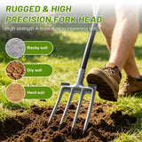 REILEIHODE Pitch Fork, 46 inch Garden Fork with Metal 4 Tines & Ergonomic D Handle, Heavy Duty Pitchforks for Gardening Digging Composting Soil Loosening