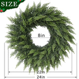 24" Lifelike Touch Artificial Cedar Wreath for Front Door Christmas Decor