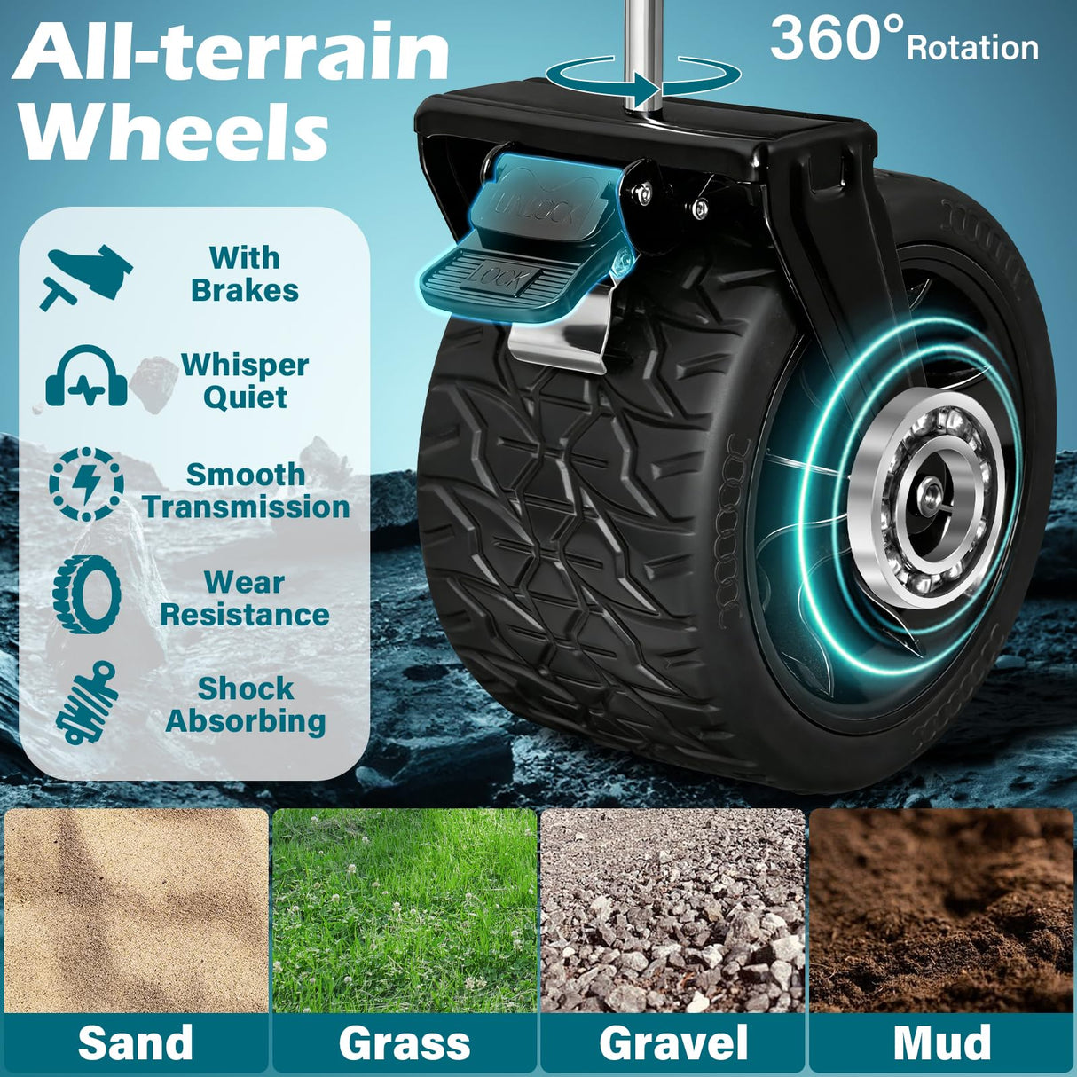 Beach Wagon with Big Wheels for Sand: 600LBS All Terrain Collapsible Beach Cart Foldable - Portable Heavy Duty Folding Utility Wagon Cart for Groceries Shopping Outdoor Camping Sports