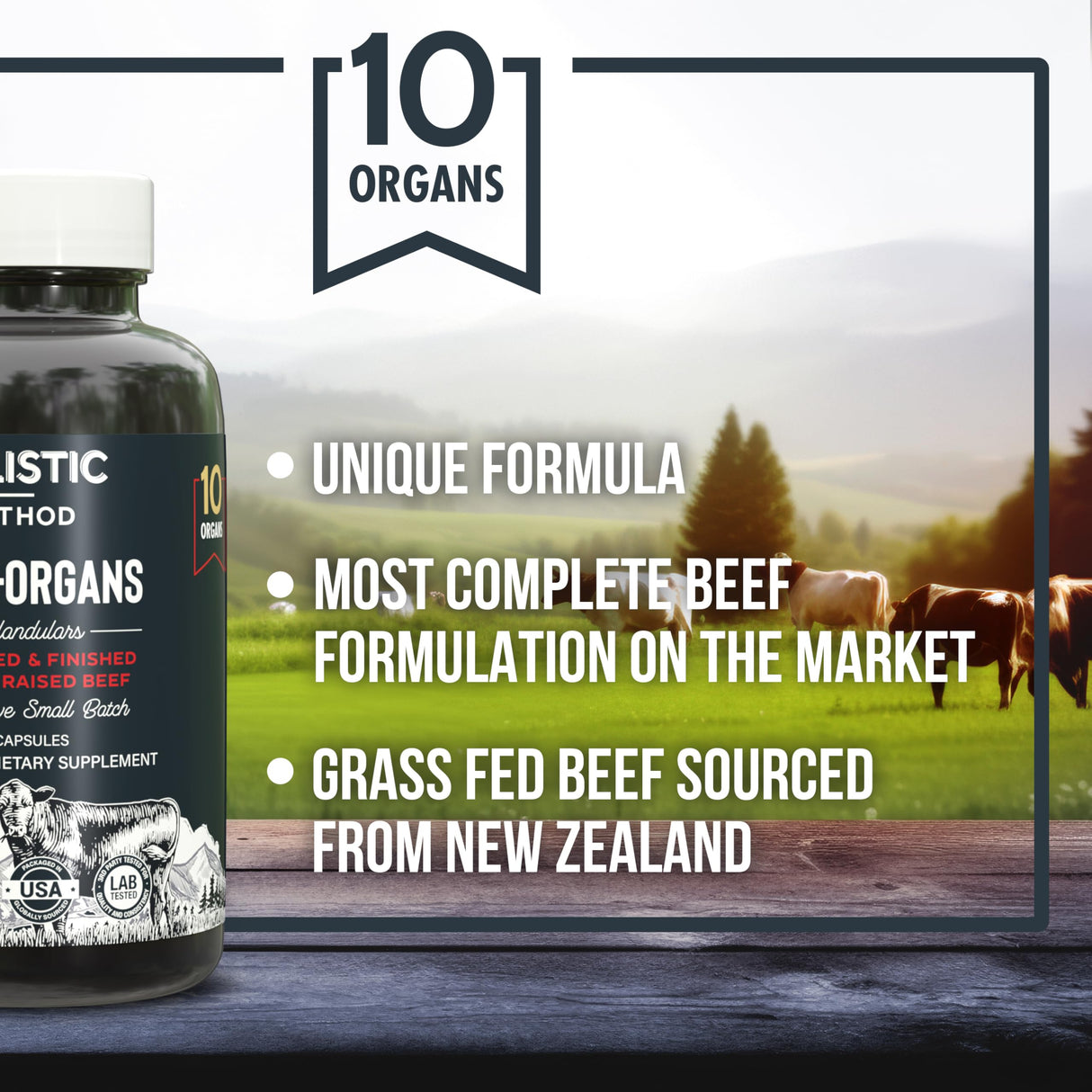 Beef Organ Supplement Grass Fed Complex for Men and Women - 10 Carnivore Meat Proprietary Blend of Beef Liver, Marrow, Brain, Thymus, Spleen, Kidney, Colostrum, Heart, Pancreas, Gallbladder -180 Caps