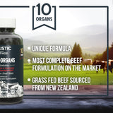 Beef Organ Supplement Grass Fed Complex for Men and Women - 10 Carnivore Meat Proprietary Blend of Beef Liver, Marrow, Brain, Thymus, Spleen, Kidney, Colostrum, Heart, Pancreas, Gallbladder -180 Caps