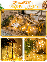 4 Pack 100 LED Fairy Lights Battery Operated with Remote, 33FT Waterproof Twinkle Lights with Timer & 8 Modes, Fairy String Lights Outdoor Indoor for Bedroom St Patrick's Day Decor (Green)