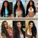 20 Inch Glueless Wigs Human Hair Pre Plucked Pre Cut 5x5 HD Lace Closure Wigs Human Hair Deep Wave Human Hair Wigs For Black Women 180% Density Brazilian Virgin Deep Wave Lace Front Human Hair Wig