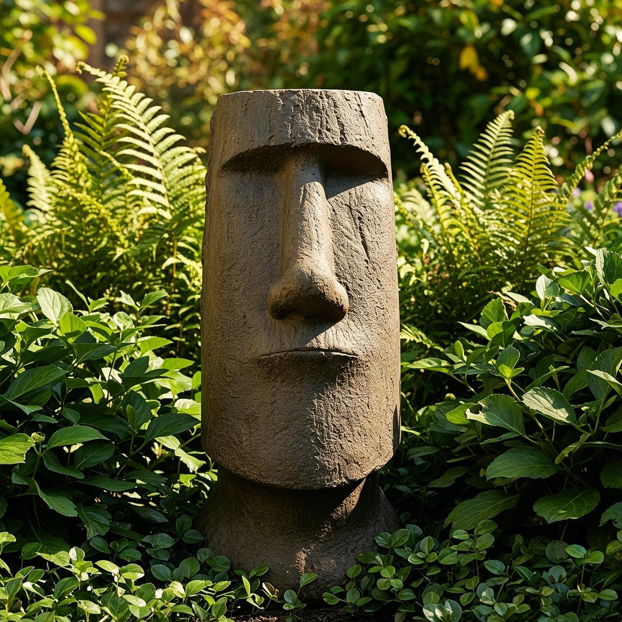 FlowLuxe 35.6" H Moai-Inspired Statue - Easter Island Head Sculpture for Indoor & Outdoor - Iconic Moai Design Statue for Garden Yard Patio Lawn Porch Decor