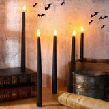 Macarrie 24 Packs Flameless Taper Candles Battery Operated Fake 11 Inch Long Candle Light LED Flameless Candlesticks Flickering Tapered for Wedding, Halloween, Christmas(Black)