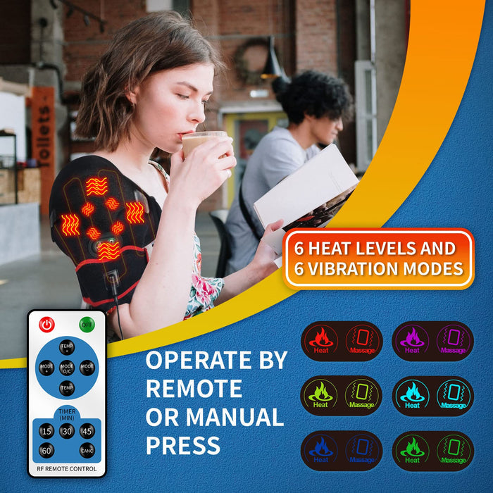 sticro Shoulder Heating Pad Massager for Pain Relief, Vibration Massage Heated Wrap Braces for Left Right Frozen Shoulder, Rotator Cuff Injury, Arthritis, Decent Gift for Men Woman - S/M/L