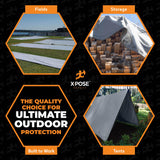 Heavy Duty Silver Poly Tarp 50' X 50' - Multipurpose Protective Cover - Durable, Waterproof, Weather Proof, Rip and Tear Resistant - Extra Thick 12 Mil Polyethylene - by Xpose Safety