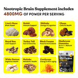 16 in 1 Blend Mushrooms Gummies for Adults - Lion's Mane Mushroom Supplement, Focus Gummies with Lions Mane, Lion's Mane Gummies for Adults, Natural Mushroom Supplement for Cognitive Support & Clarity