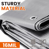 SpacEver 10x12 FT Tarp Waterproof, 16 Mil Tarps Heavy Duty Waterproof Multipurpose Protective Cover UV Resistant Rip & Tear Resistant with Grommets Reversible for Home Boats Cars Camping