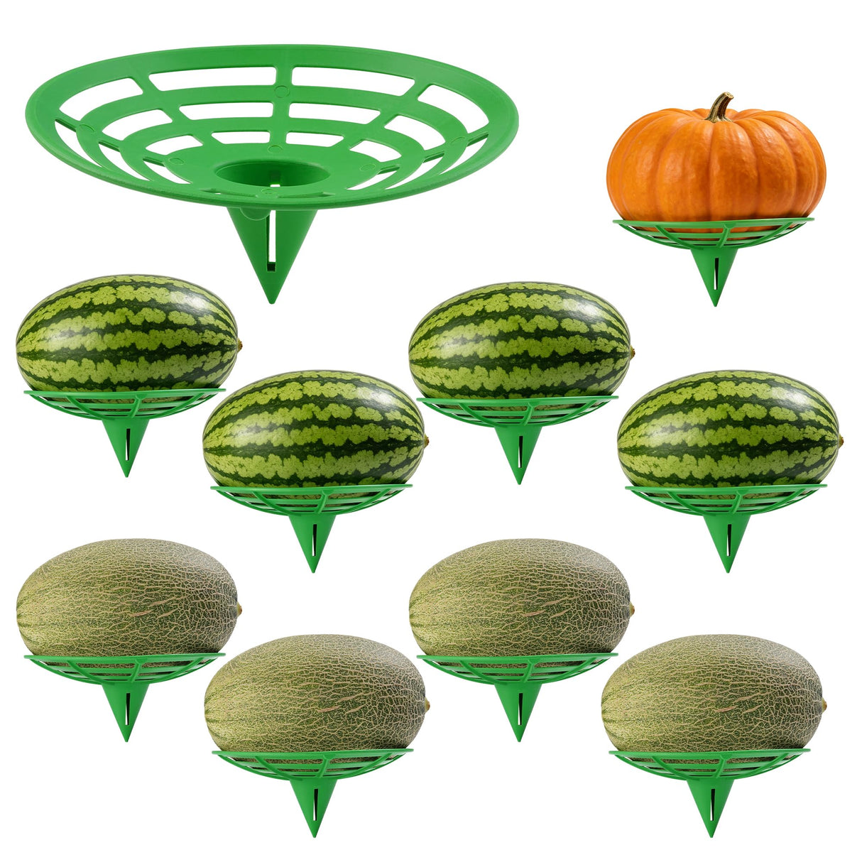 10 Packs Melon Cradles Trellis – Stable Fruit Support Stands to Keep Watermelons, Pumpkins & Cantaloupes Off Soil, Melon Holder Growing Frame Reusable Garden Plant Holders for Raised Beds & Backyard