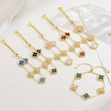 Turandoss 14K Gold Plated White Clover Bracelet for Women Jewelry Gifts
