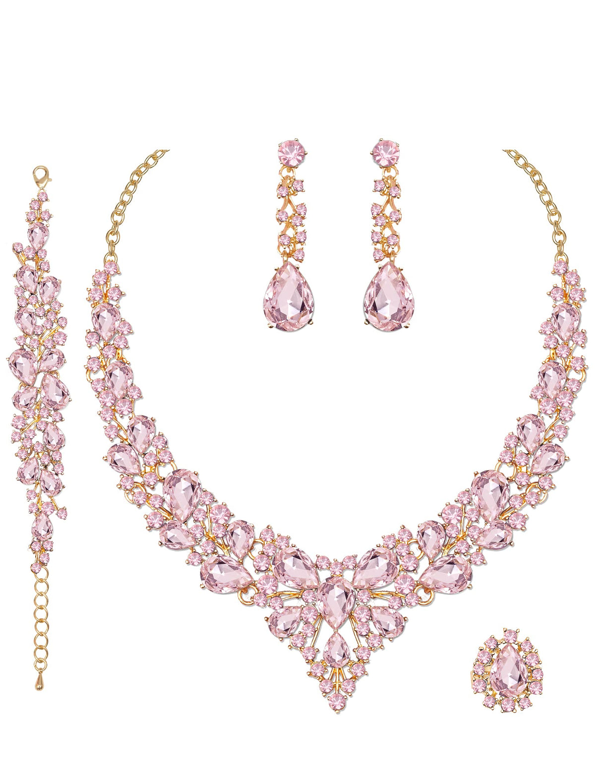 CSY Elegant Crystal Costume Jewelry Sets for Formal Events Gown Accessories