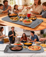 Warming Mat for Food with Roll-Up & Hangable Design, 24"x16" Electric Silicone Food Warmer Trays for Chafing Dishes & Buffet, Portable Food Warmers for Parties with 7-Level Temp 8h Timer (Gray, Large)