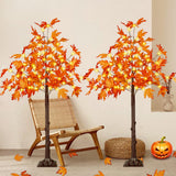 2 Pack 4FT Lighted Maple Tree 100 LED Artificial Fall Tree for Home Decor