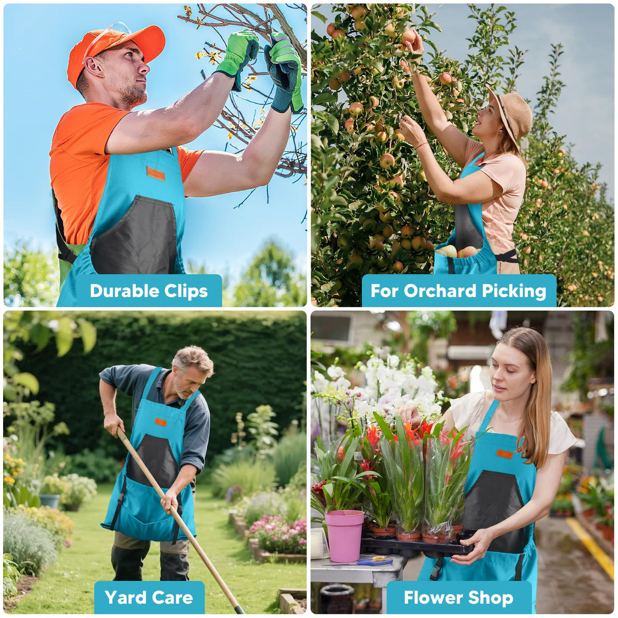 LIBKUR Gardening Apron,Harvest Apron with Multi-pocket for Men Women, Adjustable Cross-Back Straps, Garden Gifts for Mom,Dad