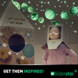 Glow in The Dark Stars and Planets, Bright Solar System Wall Stickers -Glowing Ceiling Decals for Kids Bedroom Any Room,Shining Space Decoration, Birthday Christmas Gift for Boys and Girls (Green)